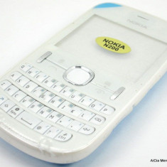 Carcasa Nokia Asha 200 originala noua alba completa cu tastatura