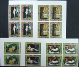 YEMEN K. - PICTURA NUDURI, 1969, 4 X 5 V IN BLOC DE 4, NED., NEOBLIT. - YK 47A, Arta