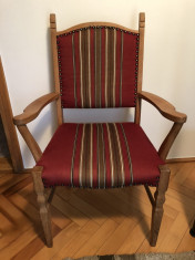 Set de scaun si bancuta,rustice,daneze,din lemn,tapitate foto