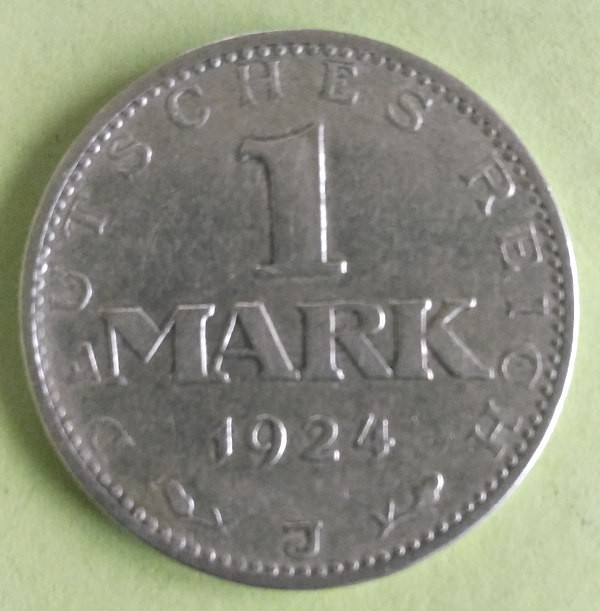 GERMANIA 1 MARCA 1924 J DEUTCHES REICH MARK ARGINT STARE FOARTE BUNA