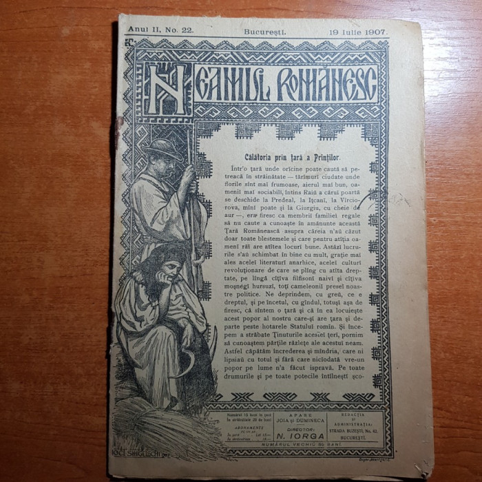 revista neamul romanesc 19 iulie 1907-calatoria prin tara a printilor de n.iorga