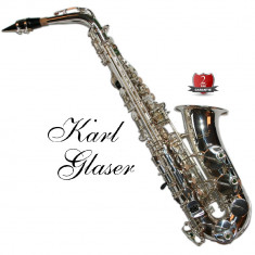 Saxofon Alto Karl Glaser ARGINTIU NOU curbat Saxophone Germania foto