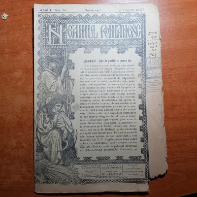 neamul romanesc 2 august 1907-art. chestia taraneasca de nicolae iorga,rascoala foto