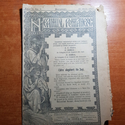 neamul romanesc 27 mai 1907-chemarea la vot a romanilor,campanie antisemita foto