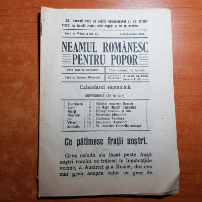 neamul romanesc pentru popor 7 septembrie 1914-art. despre razboi de n. iorga foto