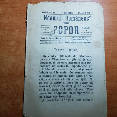 neamul romanesc pentru popor 6 iunie 1911-art.tovarasii hotilor de nicolae iorga foto