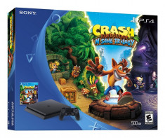 Consola PlayStation 4 Slim 500 GB negru + joc Crash Bandicoot Trilogy foto