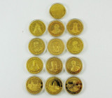 Lot 13 medalii Medalie Carol Ferdinand Traian Decebal Domnitori Romani si Regi