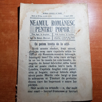 neamul romanesc pentru popor 3 aprilie 1914-art. taranii si boierii de n. iorga foto