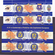 CONFERINTA POLITISTILOR DIN CAPITALELE EUROPENE,X2, TETE-BECHE,2009,MNH,ROMANIA foto