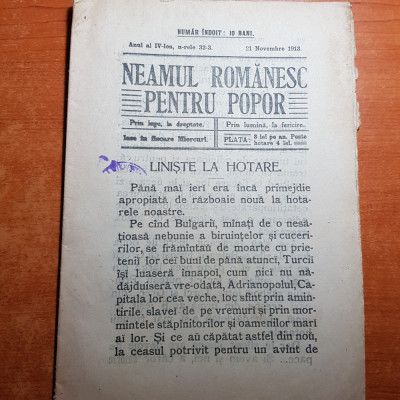 neamul romanesc pentru popor 21 noiembrie 1913-art. despre albine,si n. iorga foto