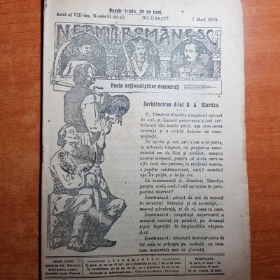 neamul romanesc 7 martie 1913-implinirea a 80 de ani a d-lui d. a .sturza foto