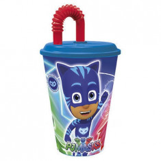 Pahar cu pai 300 ml PJ Masks-eroi in Pijama foto