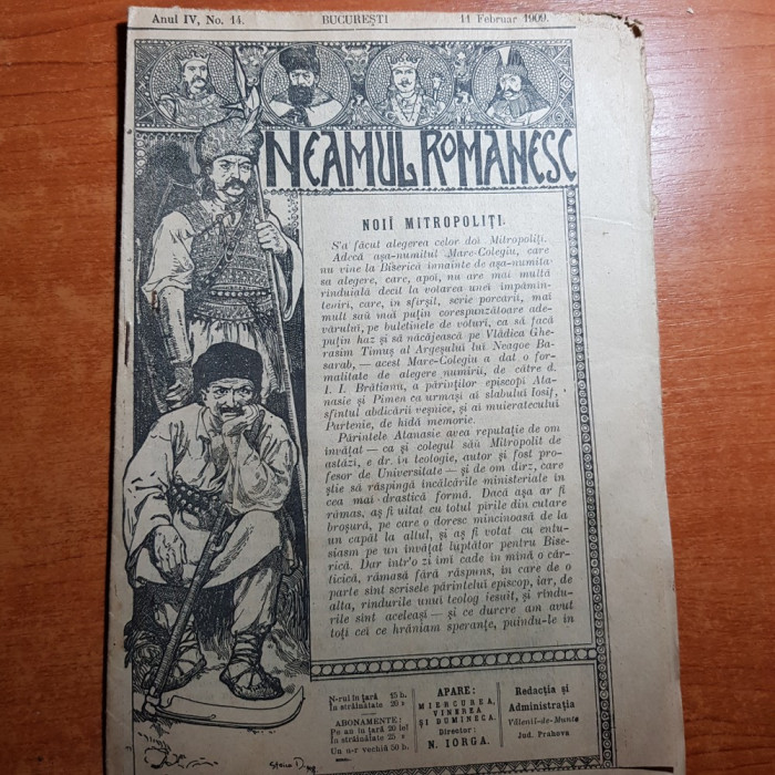 neamul romanesc 11 februarie 1909-articolul &quot;noii mitropoliti&quot; de nicolae iorga