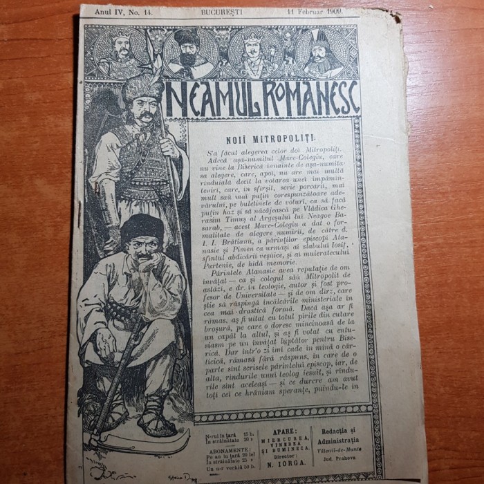 neamul romanesc 11 februarie 1909-articolul &quot;noii mitropoliti&quot; de nicolae iorga