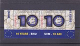 MONEDA EURO 10 ANI,X2 CU MARGINE DE COALA ,AURIT,2009,MNH,ROMANIA., Istorie, Nestampilat