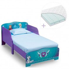 Set pat cu cadru din lemn Frozen si saltea pentru patut Dreamily - 140 x 70 x 10 cm foto