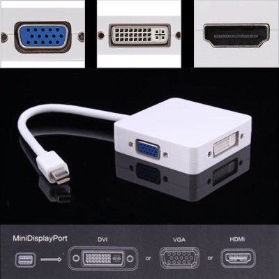 Adaptor 3 in 1 Thunderbolt Mini display port to DVI VGA HDMI foto