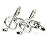 Butoni noi tema muzica forma cheia sol argintii cristal discret + ambalaj cadou