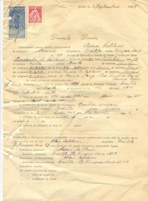 Z284 DOCUMENT VECHI -SCOALA COMERCIALA , BRAILA - ADAM CALITOVICI -AN 1925 foto