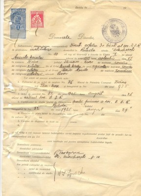 Z291 DOCUMENT VECHI -SCOALA COMERCIALA , BRAILA - DIRECTOR ORFELINAT -AN 1925 foto