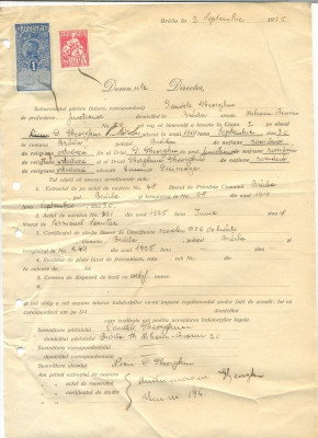 Z288 DOCUMENT VECHI -SCOALA COMERCIALA , BRAILA - PANDELE GHEORGHIU -AN 1925 foto