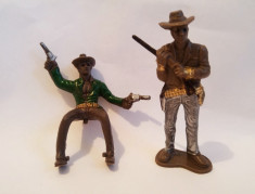 2 figurine cowboy plastic, 7 cm, Vestul Salbatic, Wild West foto