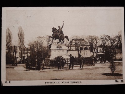 BUCURESTI - STATUIA LUI MIHAI VITEAZU - - CARTE POSTALA ANUL 1926 foto