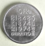 ELVETIA 5 FRANCS FRANCI 1974 JUBILEU CONSTITUTIA CONFEDERATIEI STARE AUNC, Europa, Nichel