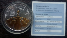 (A9) MONEDA DIN ARGINT AUSTRIA - 1.5 EURO 2008, O UNCIE DE ARGINT PLACATA CU AUR foto