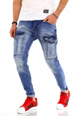 Blugi barbati albastri - slim fit - LICHIDARE DE STOC - 9770 G6-3 foto