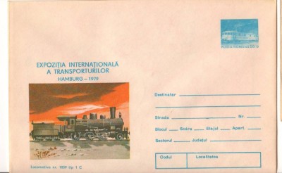IP 9838 INTREG POSTAL: EXPO INTERNAT A TRANSPORT, HAMBURG 1979. LOCOMOTIVA 1 C foto
