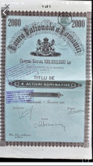 2000 Lei Banca Nationala a Romaniei Titlu la purtator 1926 foto
