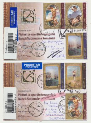 ROMANIA 2011 set 2 plicuri f. rare FDC Picturi Tezaurul BNR din mapa, circulate foto