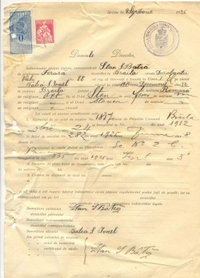 Z302 DOCUMENT VECHI -SCOALA COMERCIALA , BRAILA - STAN S. BATCA -AN 1925 foto