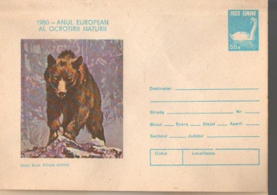 IP 9808 INTREG POSTAL: 1980 ANUL EUROPEAN AL OCROTIRII NATURII. URSUL BRUN foto