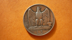 5 LIRE ITALIA 1927 ARGINT foto