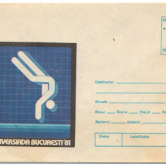 IP 9848 INTREG POSTAL: UNIVERSIADA BUCURESTI 1981. SARITURI IN APA