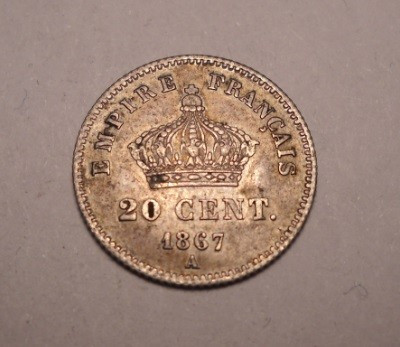 Franta 20 centimes 1867 A Frumoasa foto