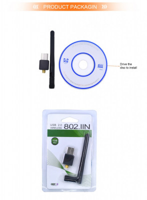 Adaptor wireless, WIFI USB, Placa retea LAN Card 802.11n/g/b Antenna foto