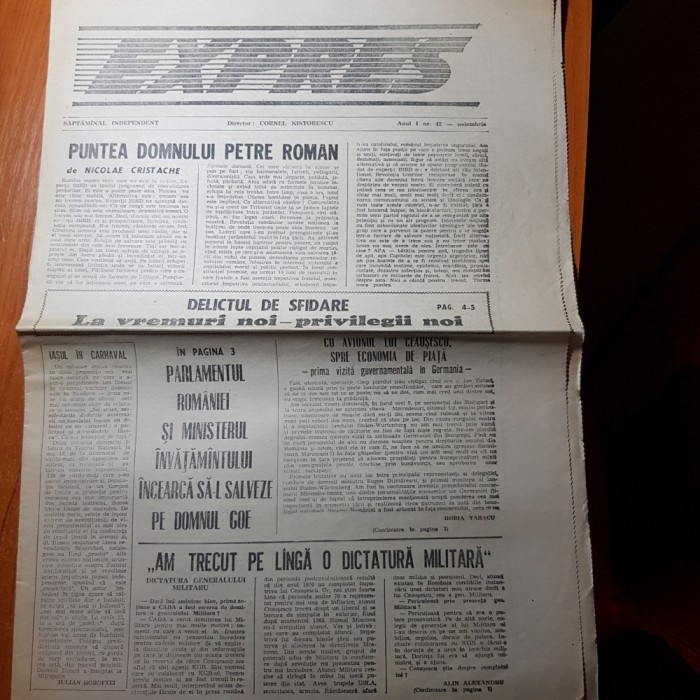 ziarul expres noiembrie 1990-art. puntea domnului petre roman