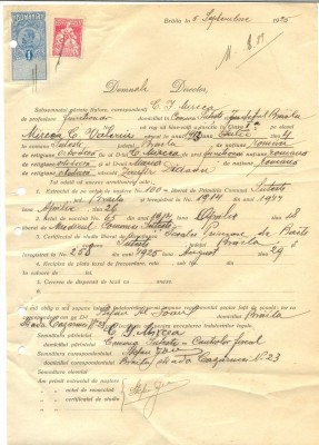 Z322 DOCUMENT VECHI -SCOALA COMERCIALA , BRAILA - C. I. MIRCEA -AN 1925 foto