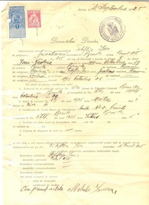 Z321 DOCUMENT VECHI -SCOALA COMERCIALA , BRAILA - FILOFTIA ION -AN 1925 foto