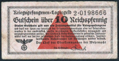 Germania 10 Reichspfennig WWII German Kriegsgefangenen Lagergeld prisoner of war foto