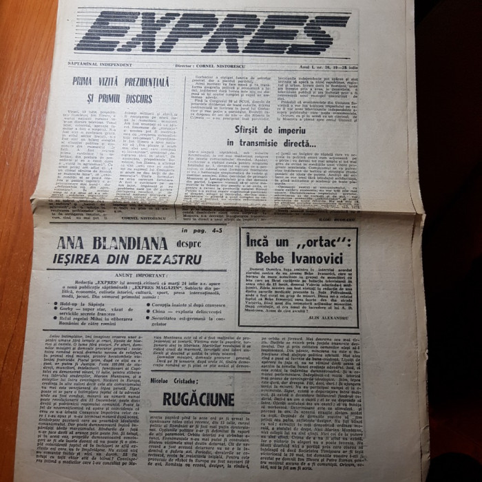 ziarul expres 19-25 iulie 1990-interviu ana blandiana &quot; iesirea din dezastru &quot;