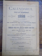 Calendarul pentru toti fii Romaniei pe anul 1898 foto