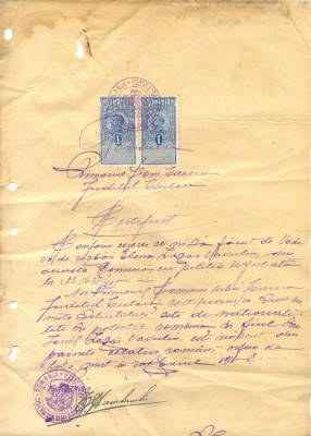 Z340 DOCUMENT VECHI-CERTIFICAT COMUNA ISACCEA JUD. TULCEA -VADUVA DE RAZBOI-1925 foto