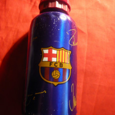 Bidon de apa din aluminiu- Suvenir Echipa Fotbal FC Barcelona ,cu autografe juc