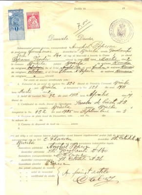 Z327 DOCUMENT VECHI -SCOALA COMERCIALA , BRAILA - ANGHEL POPESCU -AN 1925 foto