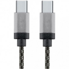 Cablu date USB Type C - USB Type-C Star Aluminiu 1m Alb Negru Blister foto